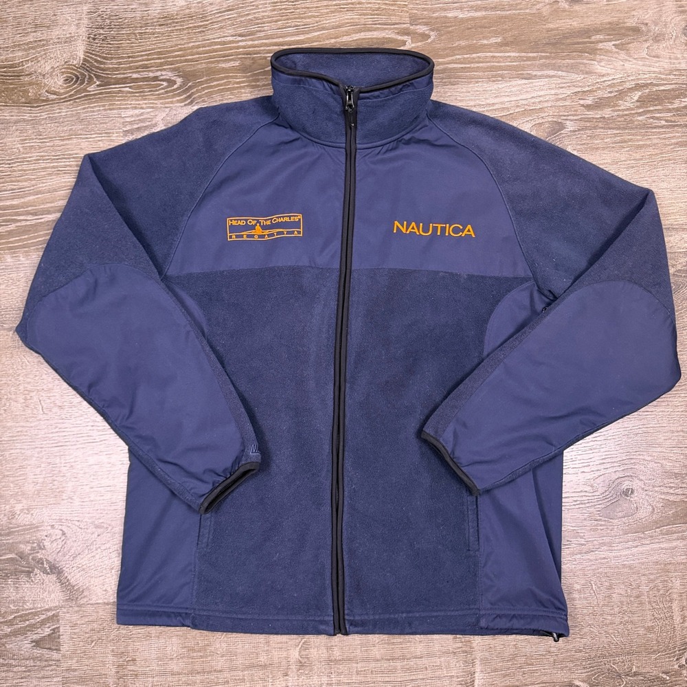 Nautica Fleece Full Zip Jacket Mens M Navy Blue Head Of The‎ Charles Regatta